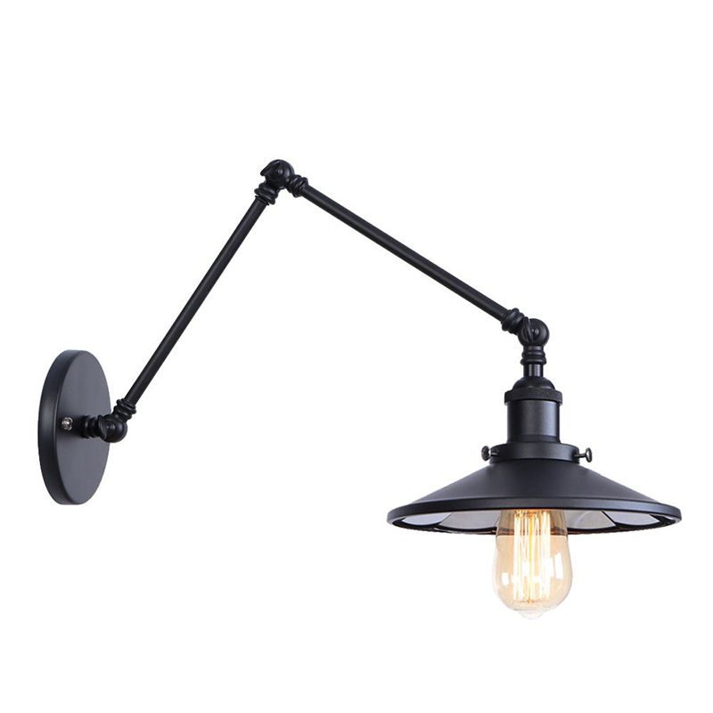 Armlänge Verstellbarer industrieller Stil Metall Wandlampe Untertasse Schatten Vintage Leuchte für Schlafzimmer