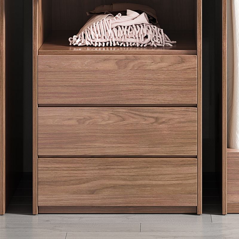 Wooden Wardrobe Armoire with Drawer Modern Hinged Wardrobe Closet