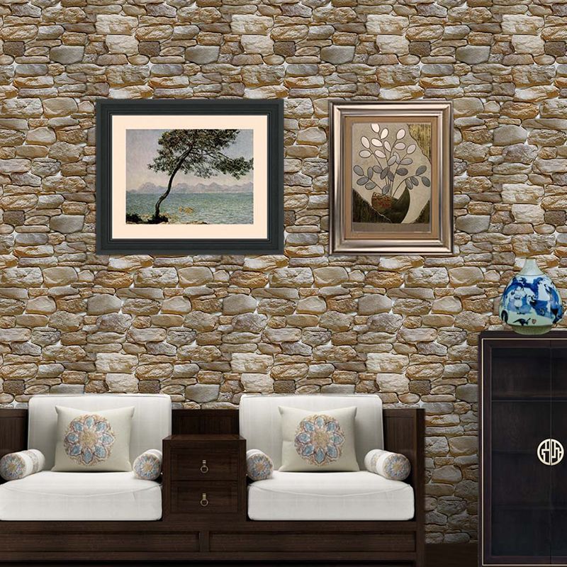 Pebblestone Adhesive Wallpaper Roll in Brown Industrial Wall Art for Living Room