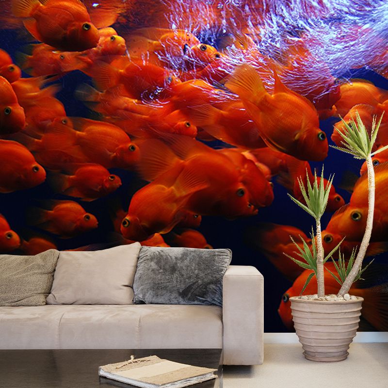 Rich Marine Life Mural Wallpaper Moisture Resistant Wall Covering for Sitting Room