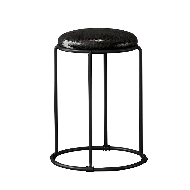 Modern Ottoman Leather Upholstered Tear Resistant Round Ottoman with Chair Legs