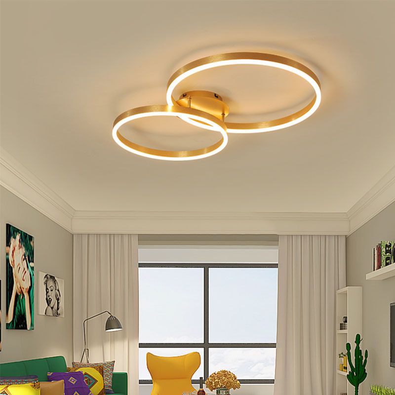Metal Circle Ceiling Flush Mount Light Modern Style LED Gold Ceiling Light Fixture