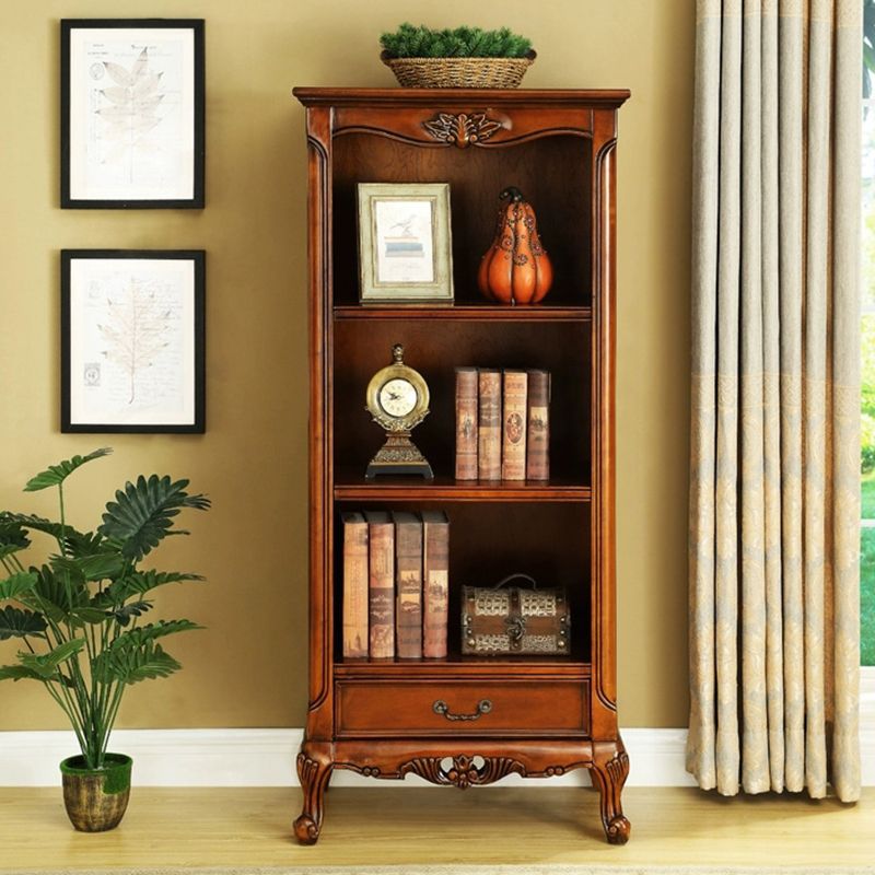 Contemporary Wooden Bookcase Standard Closed Back Bookshelf with Shelves