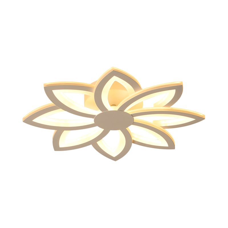 Acrylic Flower Flush Mount Light Minimalist LED White Close to Ceiling Lamp for Bedroom