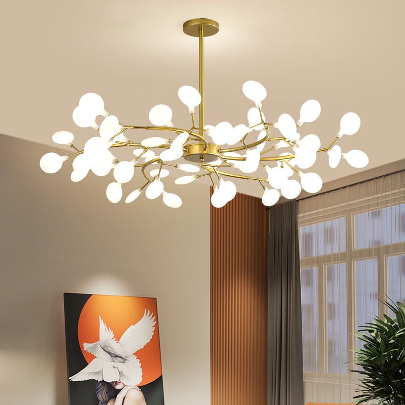 Gold Metal Suspended Lamp Fireflies Style Chandelier Lamp for Living Room