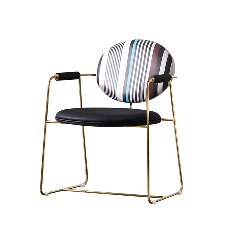 Upholstered Arm Chair Gold Base Dining Chair for Dining Room