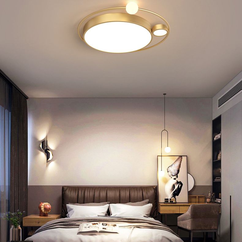 3-Lights Simplicity Acrylic Flushmount Light Metal Circular Line Design Modern Lighting Fixture