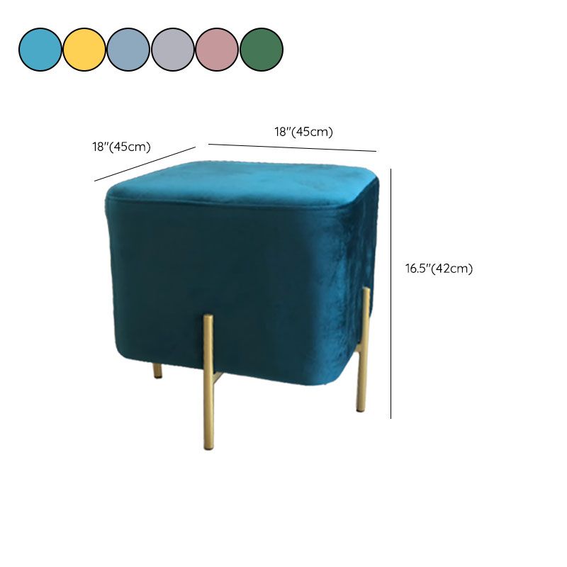 Modern Pouf Ottoman Velvet Upholstered Fade Resistant Square Ottoman with Metal Legs