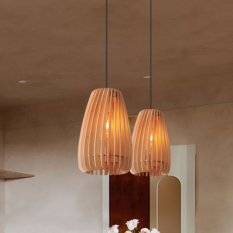 Lampada a sospensione a pendente a legna la luce del soffitto a 1 luce contemporanea per sala da pranzo