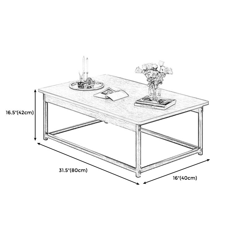Modern Rectangular Metal Frame Coffee Table Brown Cocktail Table