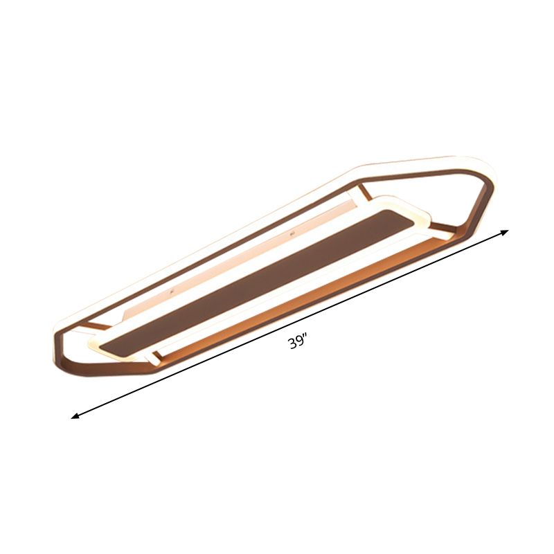 Deckenleuchte in Kaffee-Stiftform, minimalistisch, 23,5"/31,5"/39" W LED-Unterputzbeleuchtung aus Metall in warmem/weißem Licht