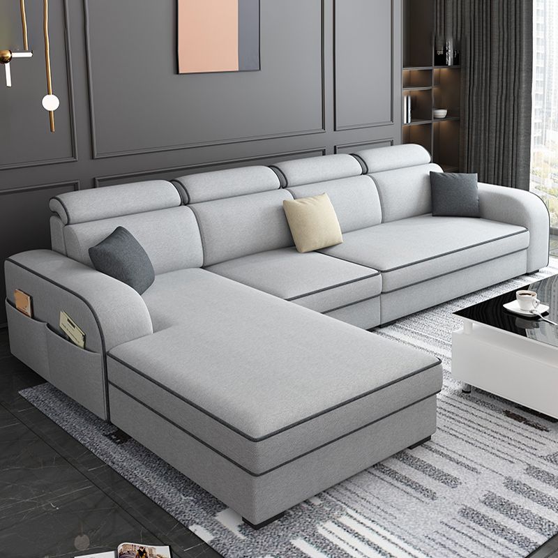 Square Arm Sectional Sofa with Storage Adjustable Sectionalfor 4 People