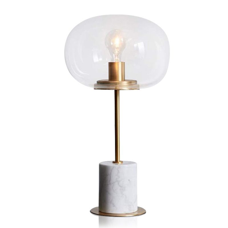 Marble Globe Table Lamp in Modern Luxury Style Electroplate Metal Table Light with Glass Shade