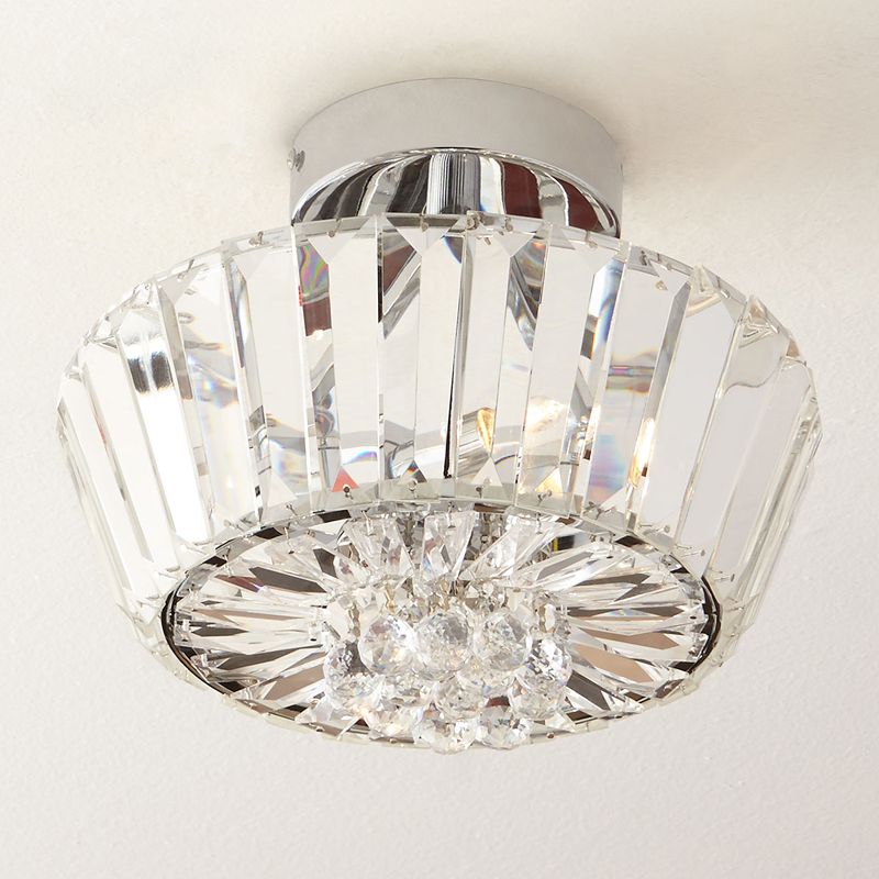 Cone Porch Ceiling Mounted Light Contemporary Crystal Block 3-Light Chrome Semi Flush Mount
