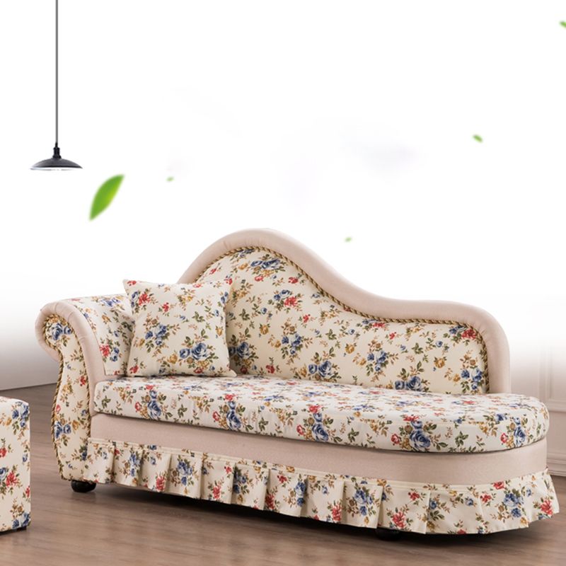 Traditional One Armed Accent Chair Fabric Rolled Arms Chaise