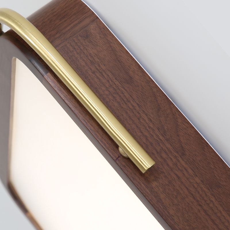 Plafonnier carré en bois à LED Simplicity, finition marron, 13"/19" de large