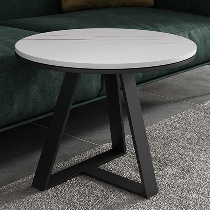 Frame Base Coffee Table Glam Elliptical Stone Top Cocktail Table