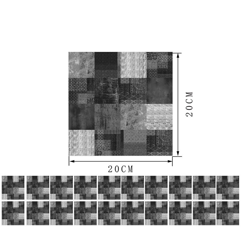 Grey Mosaic Tile Wallpaper Panels 20 Pieces Self-Sticking Modernist Kitchen Wall Covering