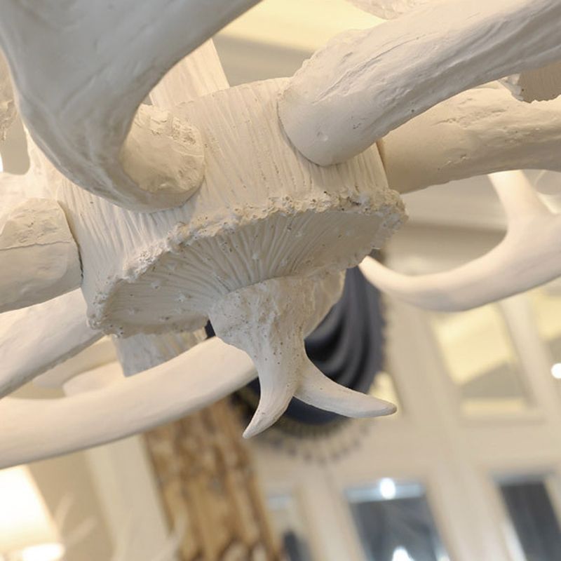 Résine rétro de rétro à corne lustre de style rustique de style rustique Lampe à lampe à lampe à la lampe en blanc