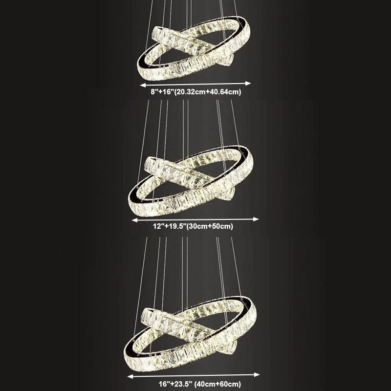 Orbicular Crystal Hanging Ceiling Light Modern Style Clear Chandelier Ceiling Lamp