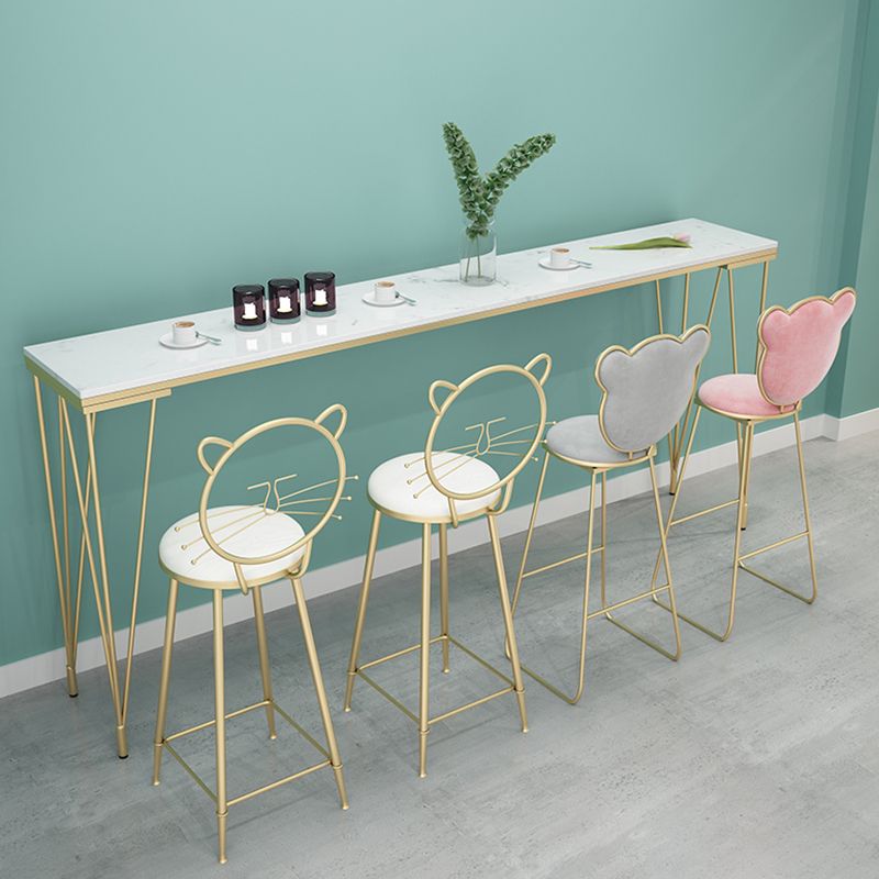 Glam Style Rectangle Bar Table Faux Marble 4 Legs Bar Dining Table