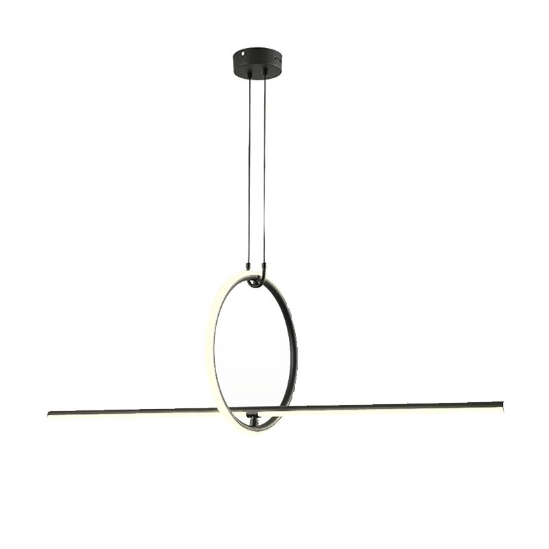 2 Lights Geometric Hanging Lighting Modern Metal Island Lighting