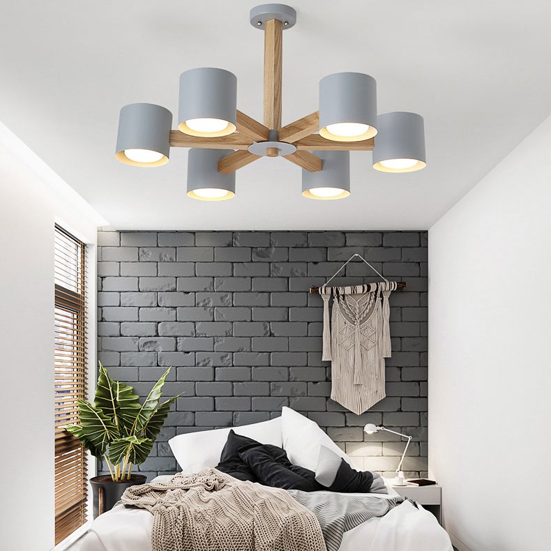 Multi -Licht zylindrisch -Ast Hanging Lights Moderne Makkaronstil Metal Hanging Lighting