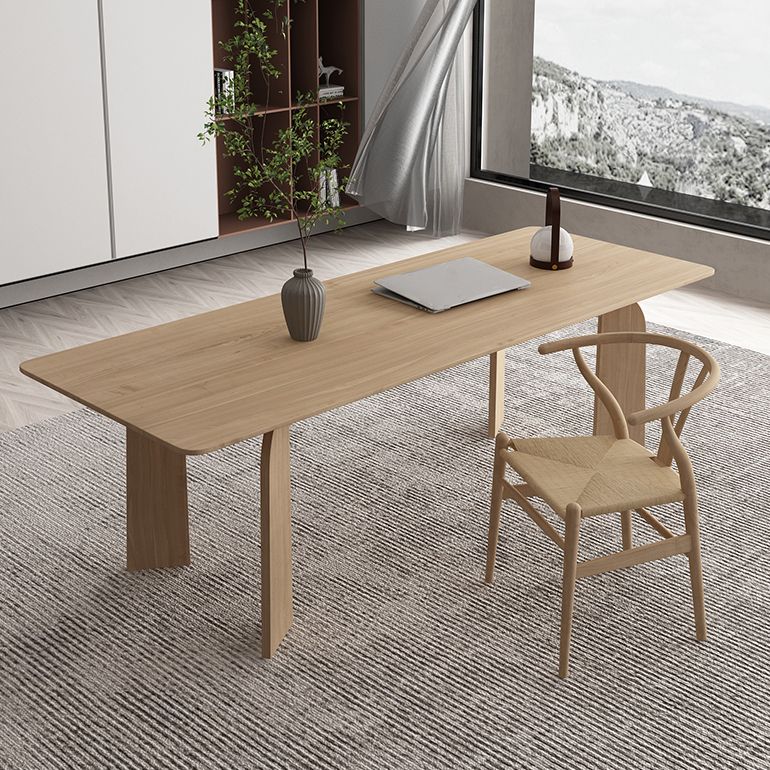 Simple Kitchen Standard Dining Table Solid Wood Khaki Dining Table with 4 Legs Base