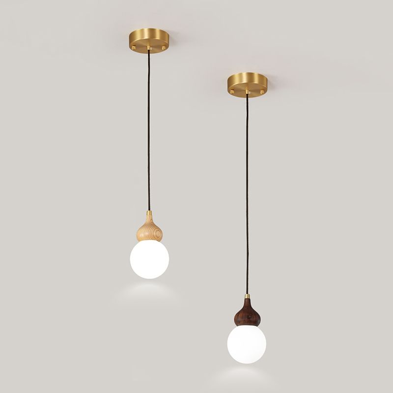 Lumière pendule de gourde moderne 1-Light Wood suspendu plafond plafond pour salle à manger