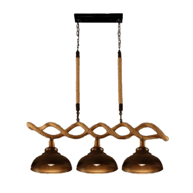 3 - Head Industrial Kitchen Island Fixture Hemp Rope Ceiling Pendant Light