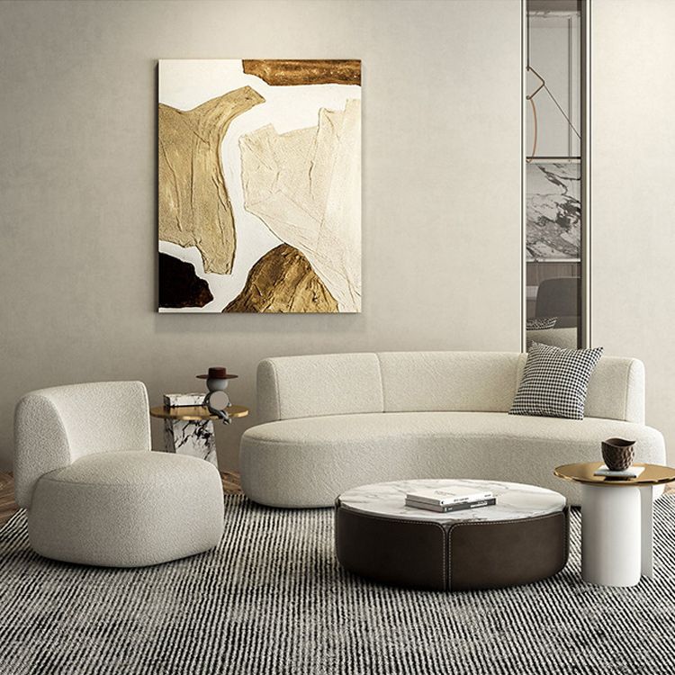 Contemporary 27.5" H Wool Sofa with Armless and Tight Back Curved For Living Room