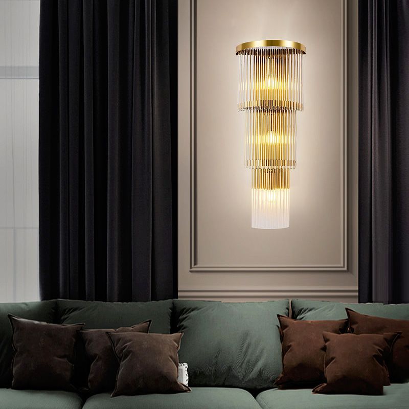 Modern Style Tiered Wall Sconce Crystal Sconces for Living Room