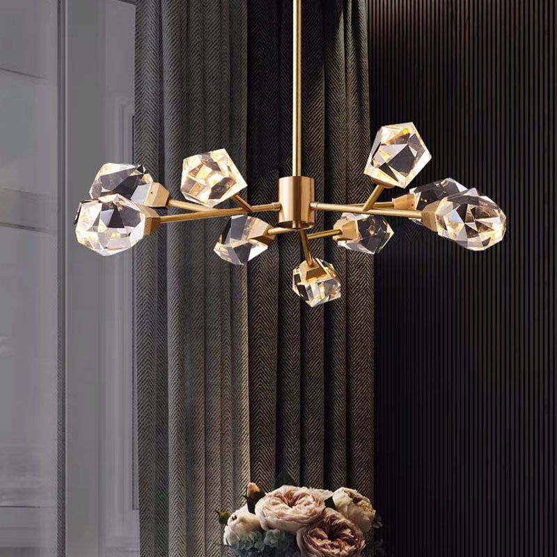 Kristallschattierte Decke Anhänger Licht moderner LED Kronleuchter Anhänger Licht in Gold