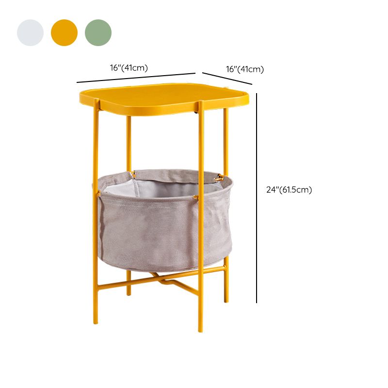 Tray Top Metal Coffee or End Table with Storage Four Legs Base