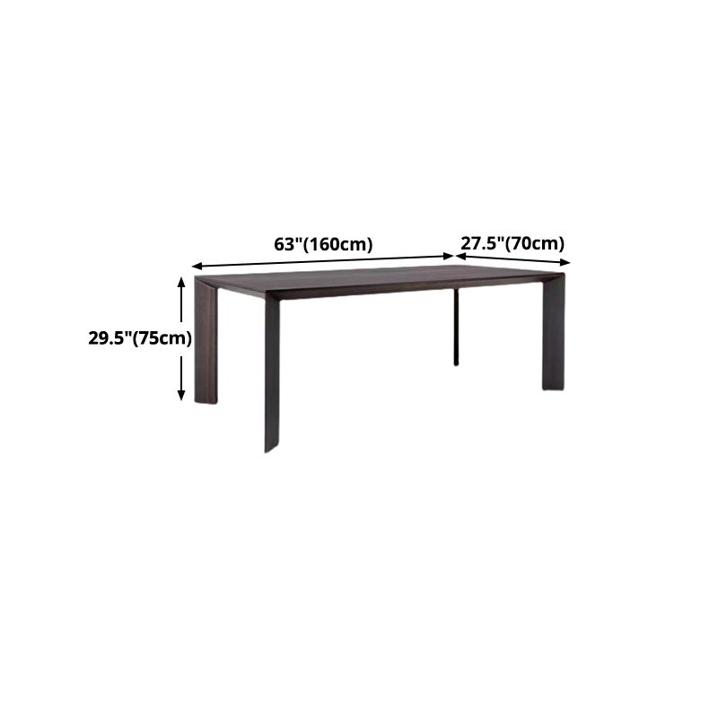 Rectangle 4 Legs Industrial Table Black Color Fixed Table of Pine Solid Wood