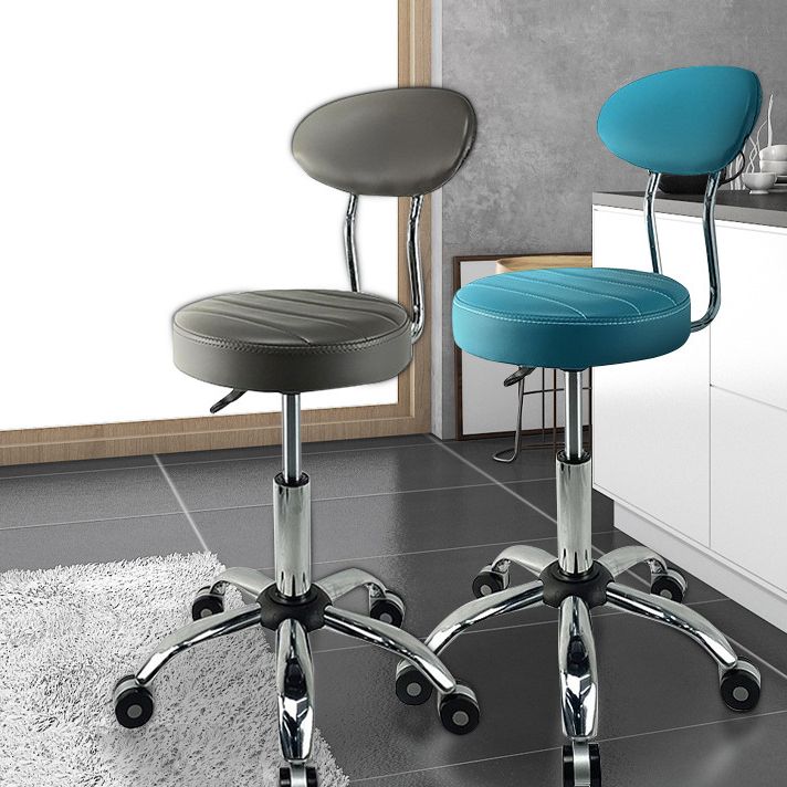 Modern Metal Barstool Fabric Upholstered Counter Stool in Matte Finish for Indoor