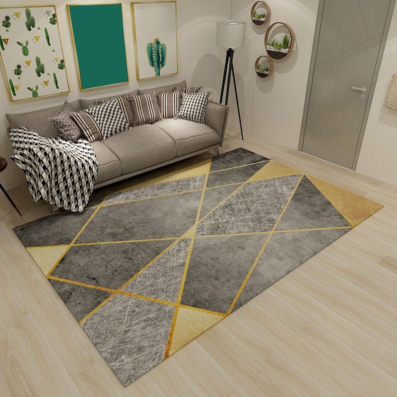 Leichte Farbdreieck Patchwork Teppich Polyester Moderner Teppichmaschine Waschung Teppich für Wohnzimmer