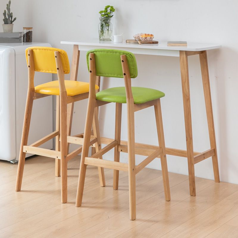 Contemporary Rectangle Bar Table Solid Wood Bar Dining Table with Footrest