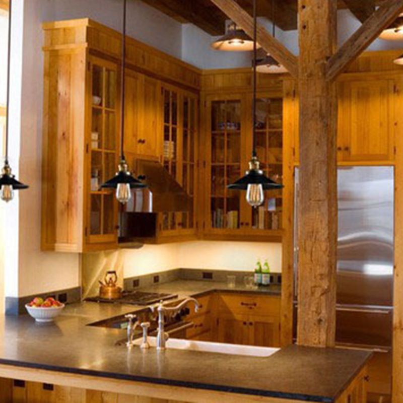 Black Tapered Bar Pendant Light in Industrial Retro Style Wrought Iron Hanging Lamp