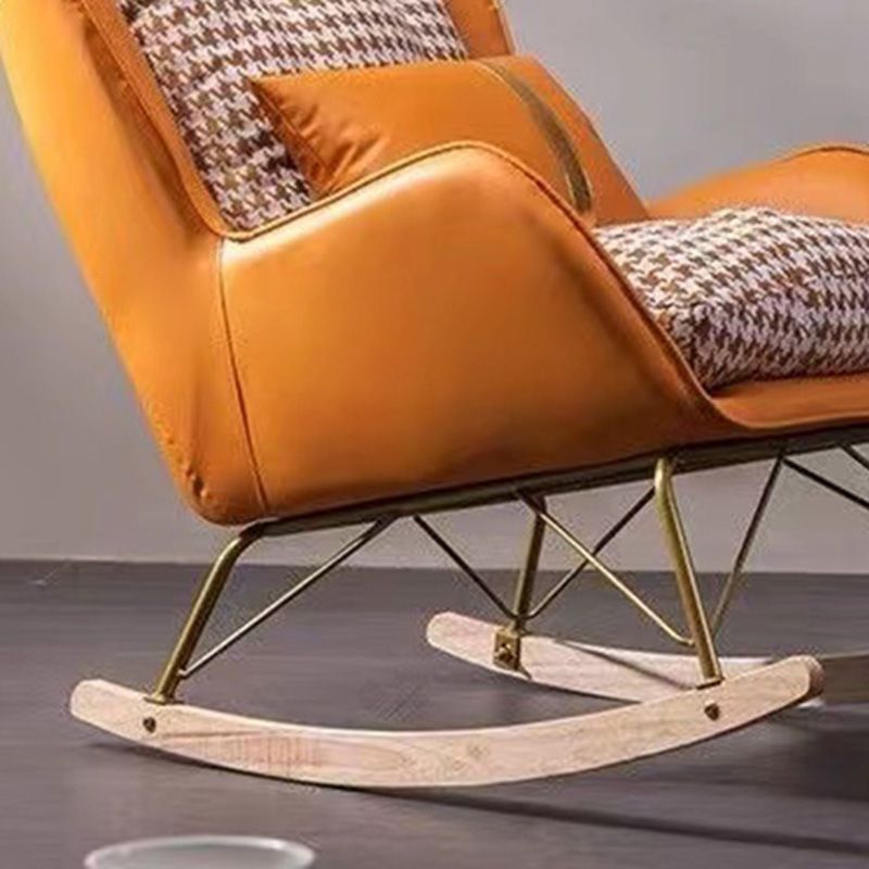 Magnificent Leather Rocking Chair Removable Cushions Rocker Chair with Pillow