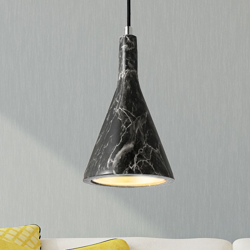 Luz de techo de colgante de trompeta Cemento nórdico 1 claro negro/blanco/marrón Luz colgante