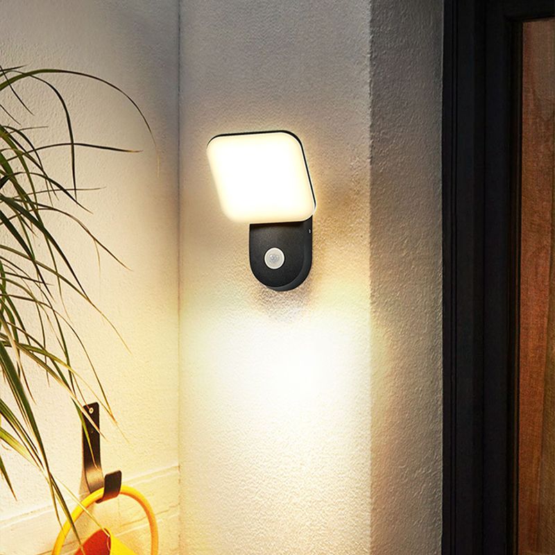 Modern Metal Wall Sconce LED Geometric Shape Wall Light with Acrylic Shade for Courtyard