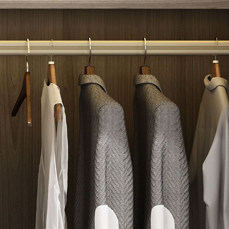 Brown Manufactured Wood Wardrobe Modern Cabinet with Drawers