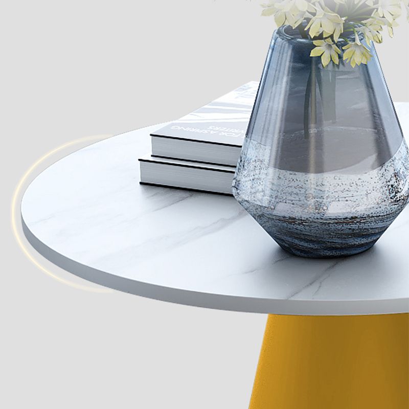 Modern Style Single Leg Base Solid Color Round Top Slate Coffee Table