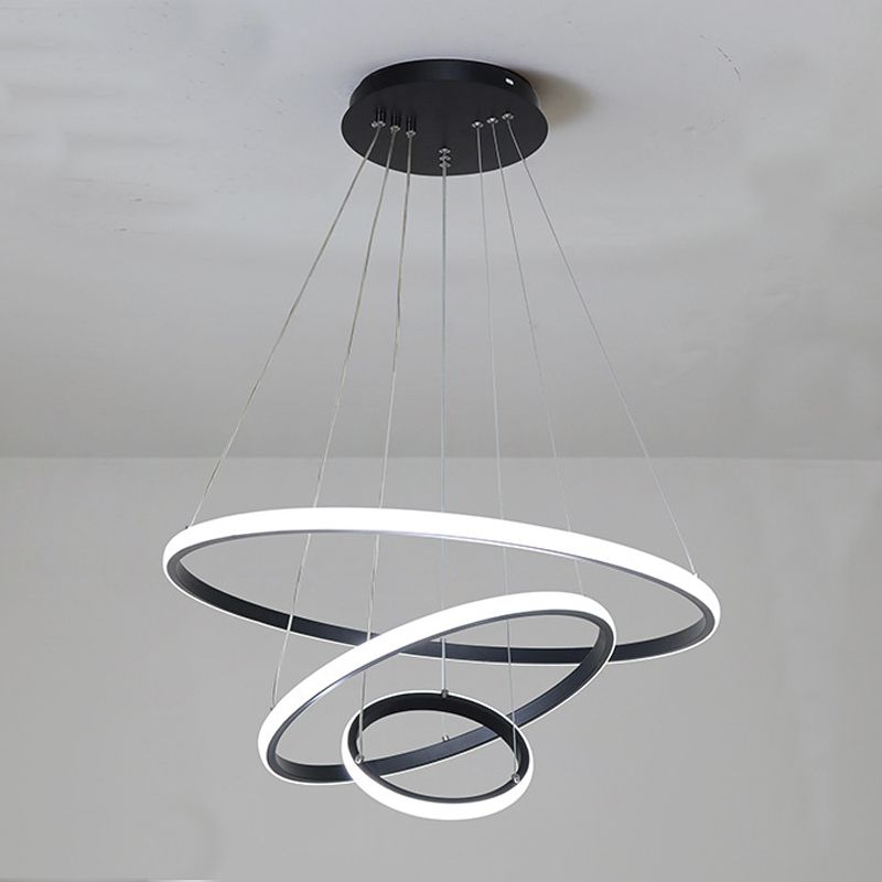 Lámpara de lámpara de araña de forma redonda moderna 3 luces LED colgante para dormitorio