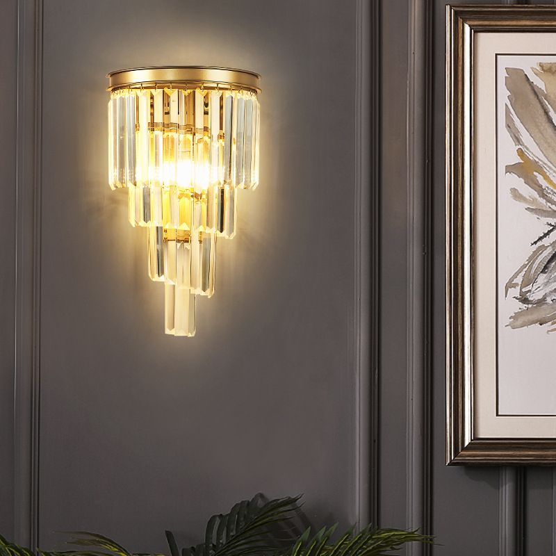 Postmodern Style Crystal Wall Light Layered Wall Sconce for Living Room