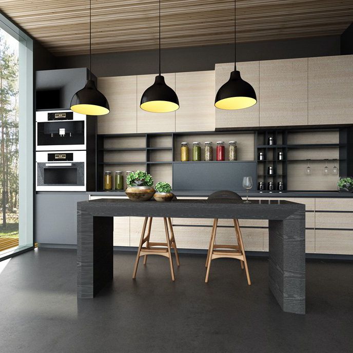 Modern Style Bar Dining Table Rectangle Solid Wood Bar Table for Kitchen