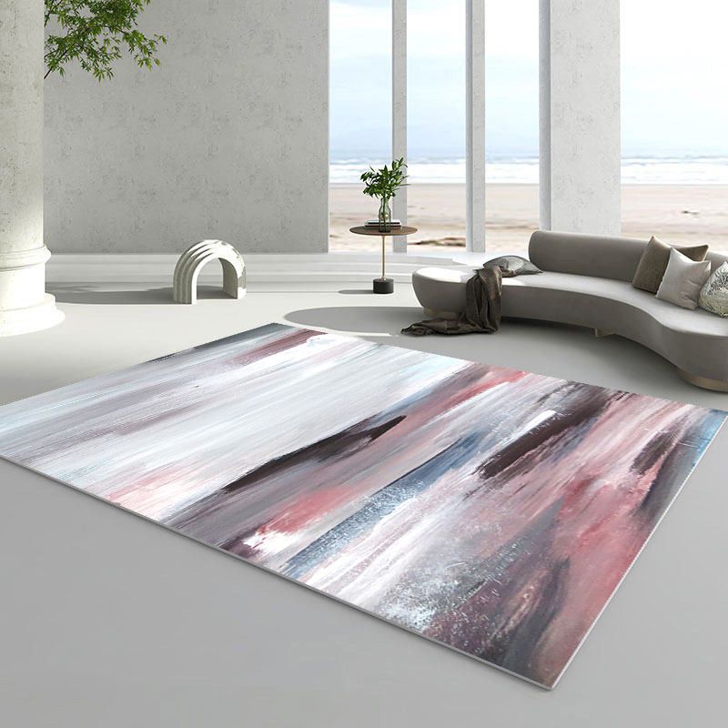 Alfombra gráfica blanca poliéster alfombra contemporánea alfombra resistente a manchas para decoración del hogar