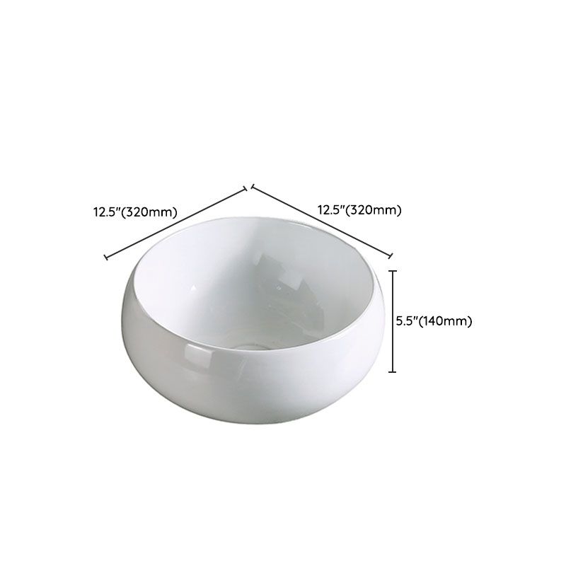 Modern Vessel Bathroom Sink Porcelain with Pop-Up Drain Vessel Sink without Faucet