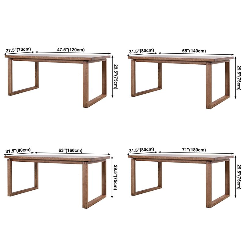 Contemporary Rectangle Shape Kitchen Dining Table Solid Wood Dining Table with Double Pedestal Bases